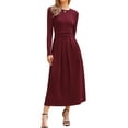 thumbnail image 1 of DARING DIVA Long Sleeve A-Line Maxi Winter Fall Sweater Dress L Burgundy, 1 of 6