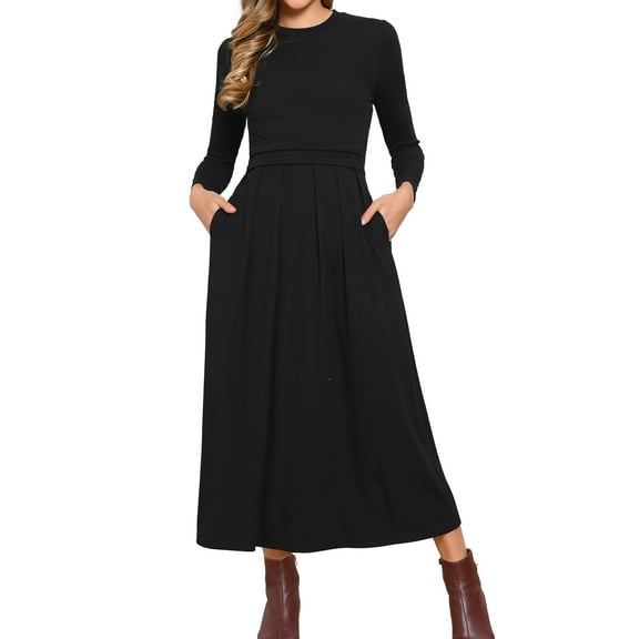 DARING DIVA Long Sleeve A-Line Maxi Winter Fall Sweater Dress M Black