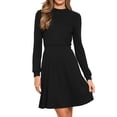 thumbnail image 1 of DARING DIVA Women's Long Sleeve Fall A-Line Ribbed Knit Crew Neck Dress M Black, 1 of 6