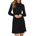 thumbnail image 1 of DARING DIVA Long Sleeve A-Line Ribbed Knit Crew Neck Midi Sweater Dress XS Black, 1 of 6