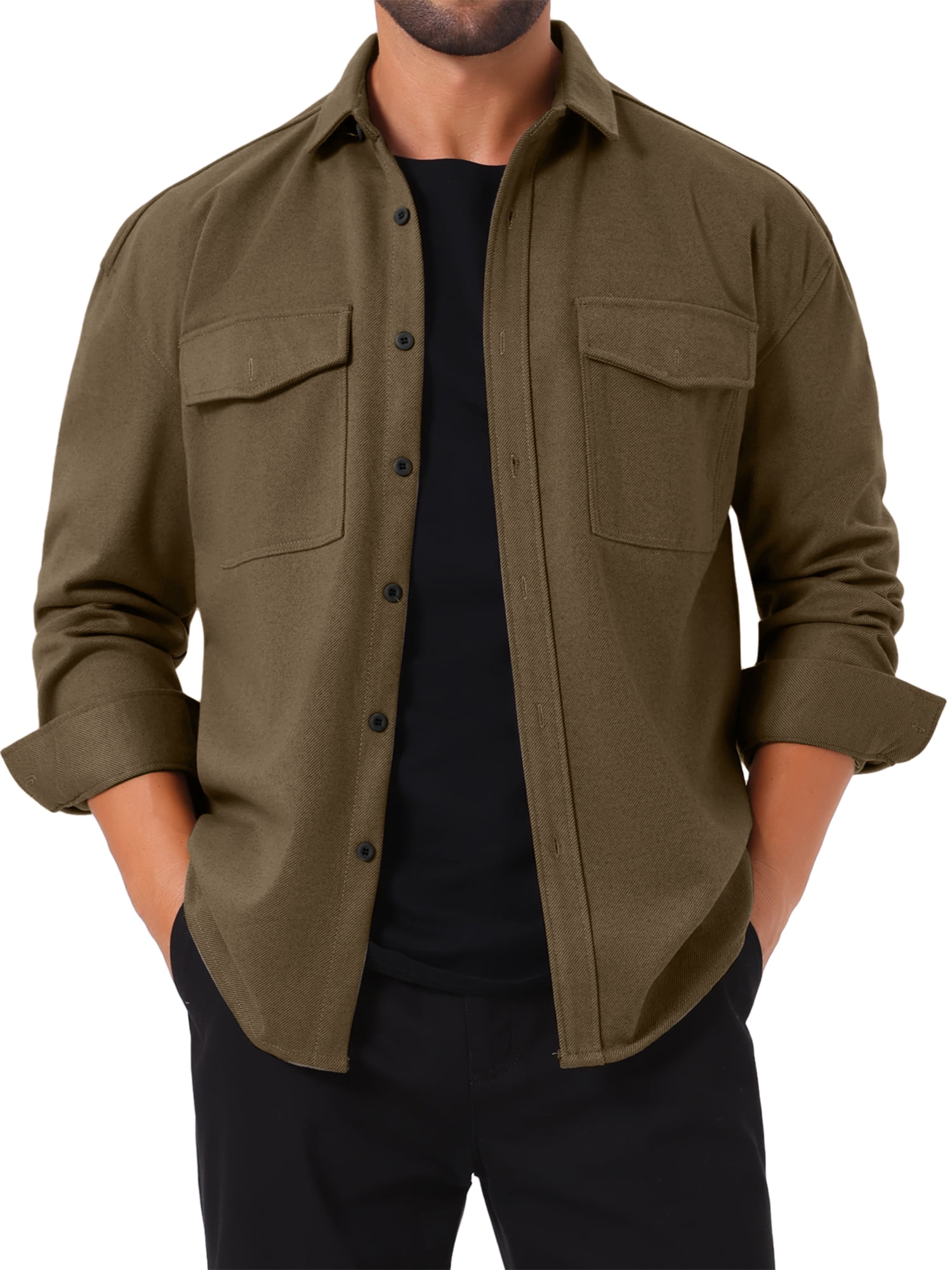 DARING DIVA Long Sleeve Button Solid Color Casual Work Jacket S Brown
