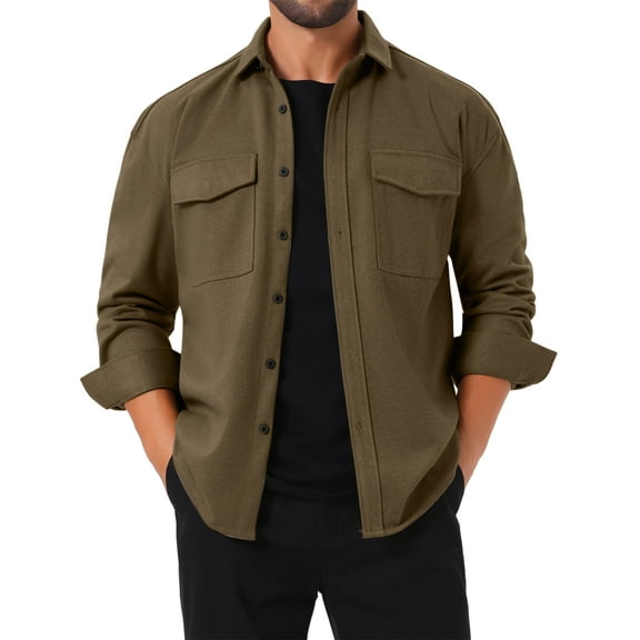 DARING DIVA Long Sleeve Button Solid Color Casual Work Jacket XL Brown