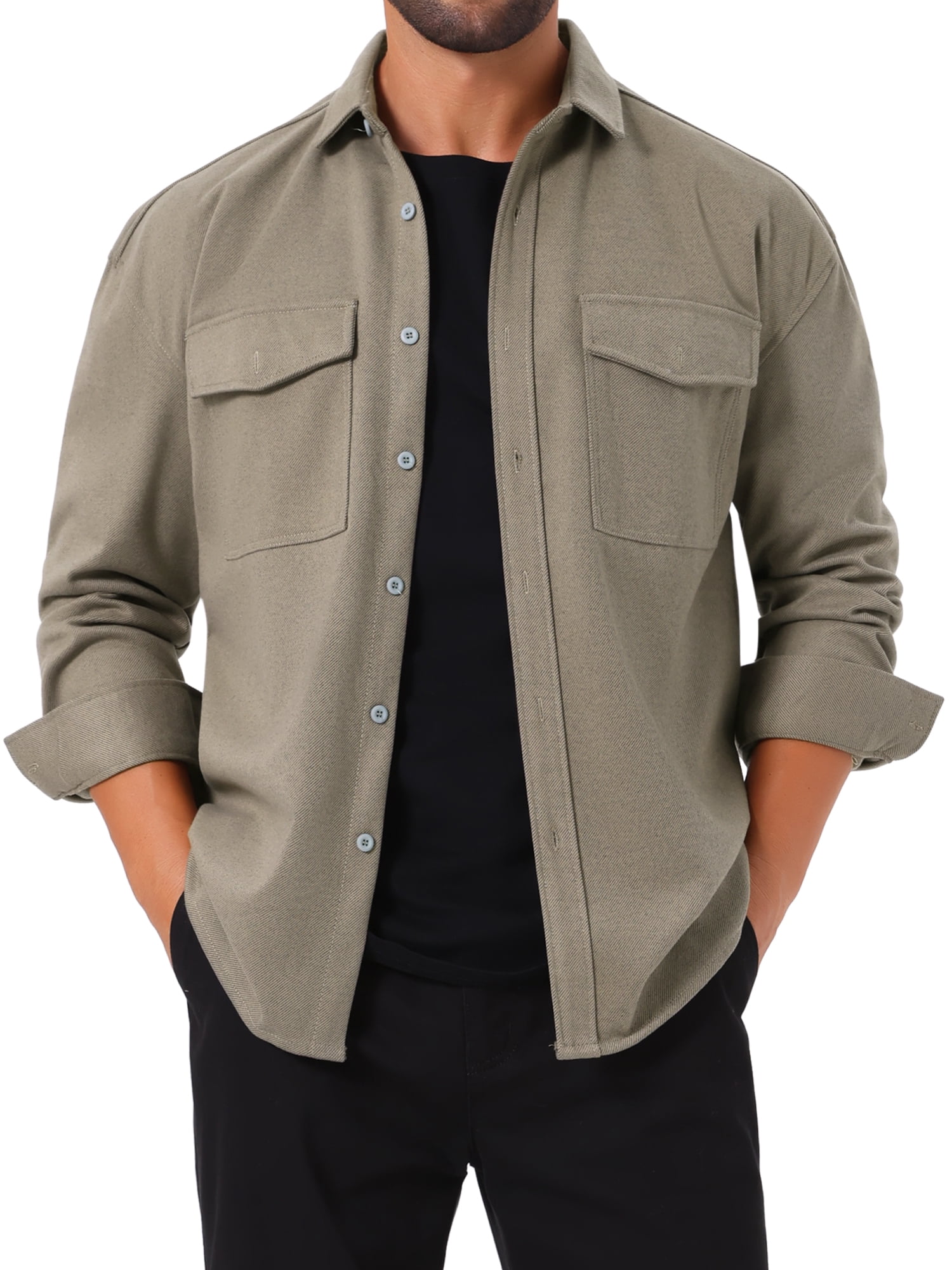 DARING DIVA Long Sleeve Button Solid Color Casual Work Jacket XL Gray Khaki