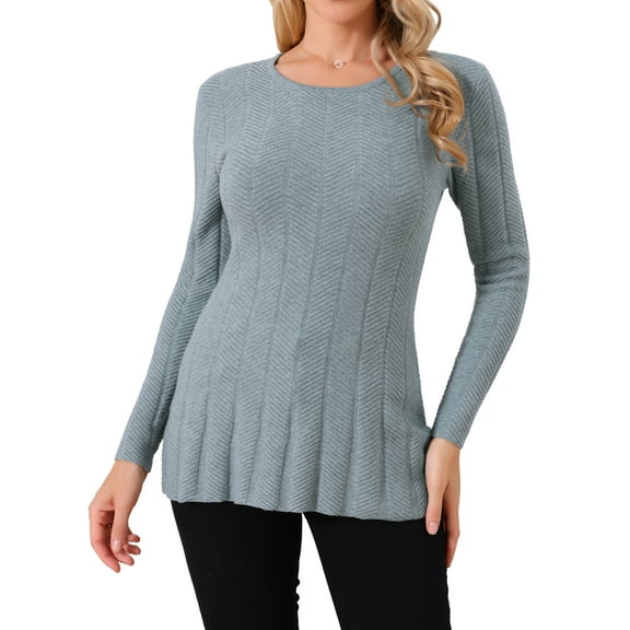 DARING DIVA Long Sleeve Crewneck Pleated Peplum Pullover Sweater XL Grey