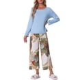 thumbnail image 1 of DARING DIVA Long Sleeve Floral Capri Soft Strechy Pajama Sets 2 Pieces M Blue, 1 of 6