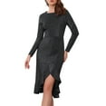 thumbnail image 1 of DARING DIVA Long Sleeve Glitter Sparkle High Low Split Ruffles Dress 2XL Black, 1 of 6