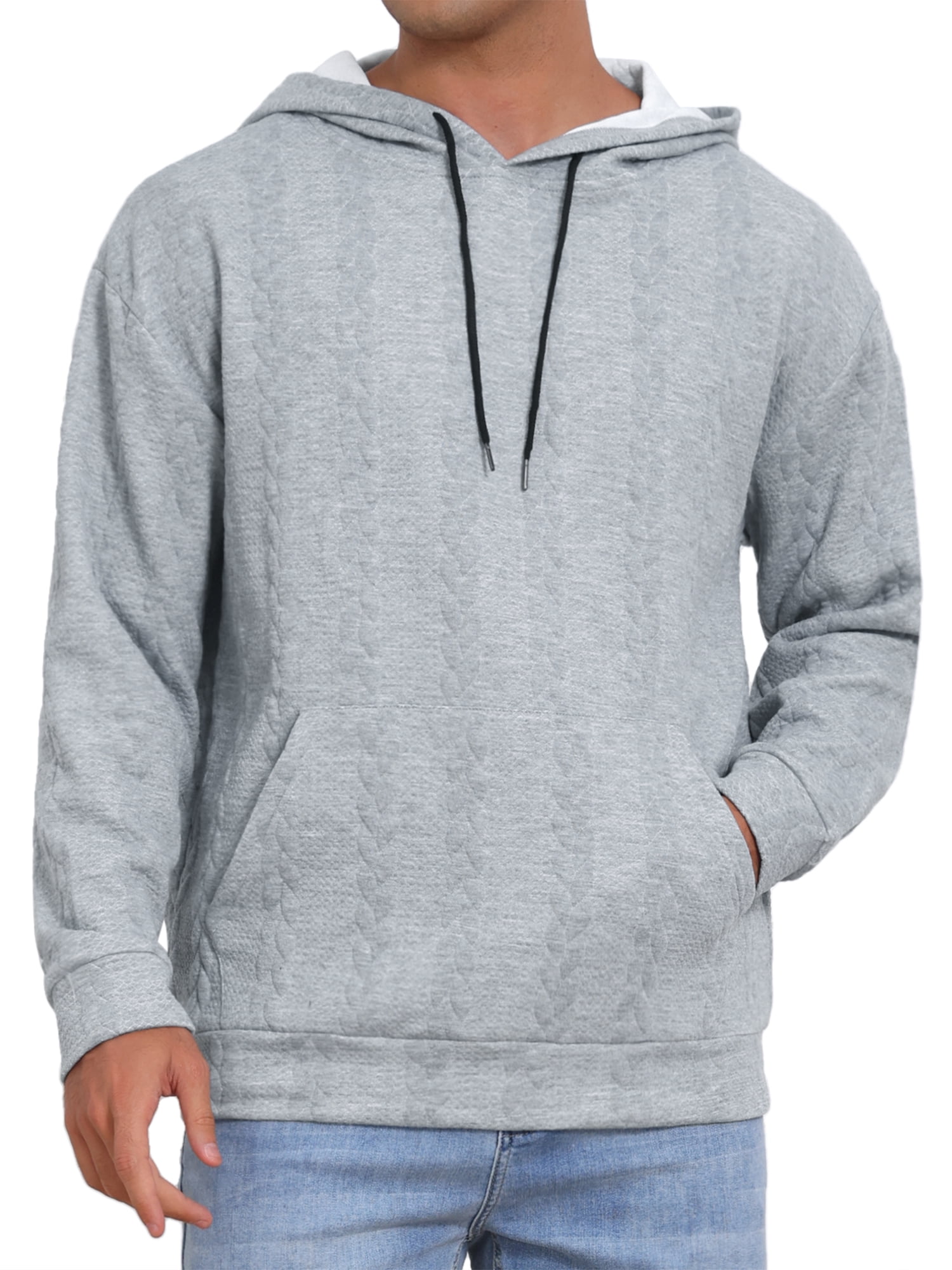 DARING DIVA Long Sleeve Jacquard Pullover Hooded Sweatshirts XL Gray