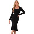thumbnail image 1 of DARING DIVA Long Sleeve Midi Square Neck Bodycon Dress XS Black, 1 of 6