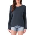 thumbnail image 1 of DARING DIVA Long Sleeve Oversized Round Neck Sleepwear Shirts L Blue, 1 of 7