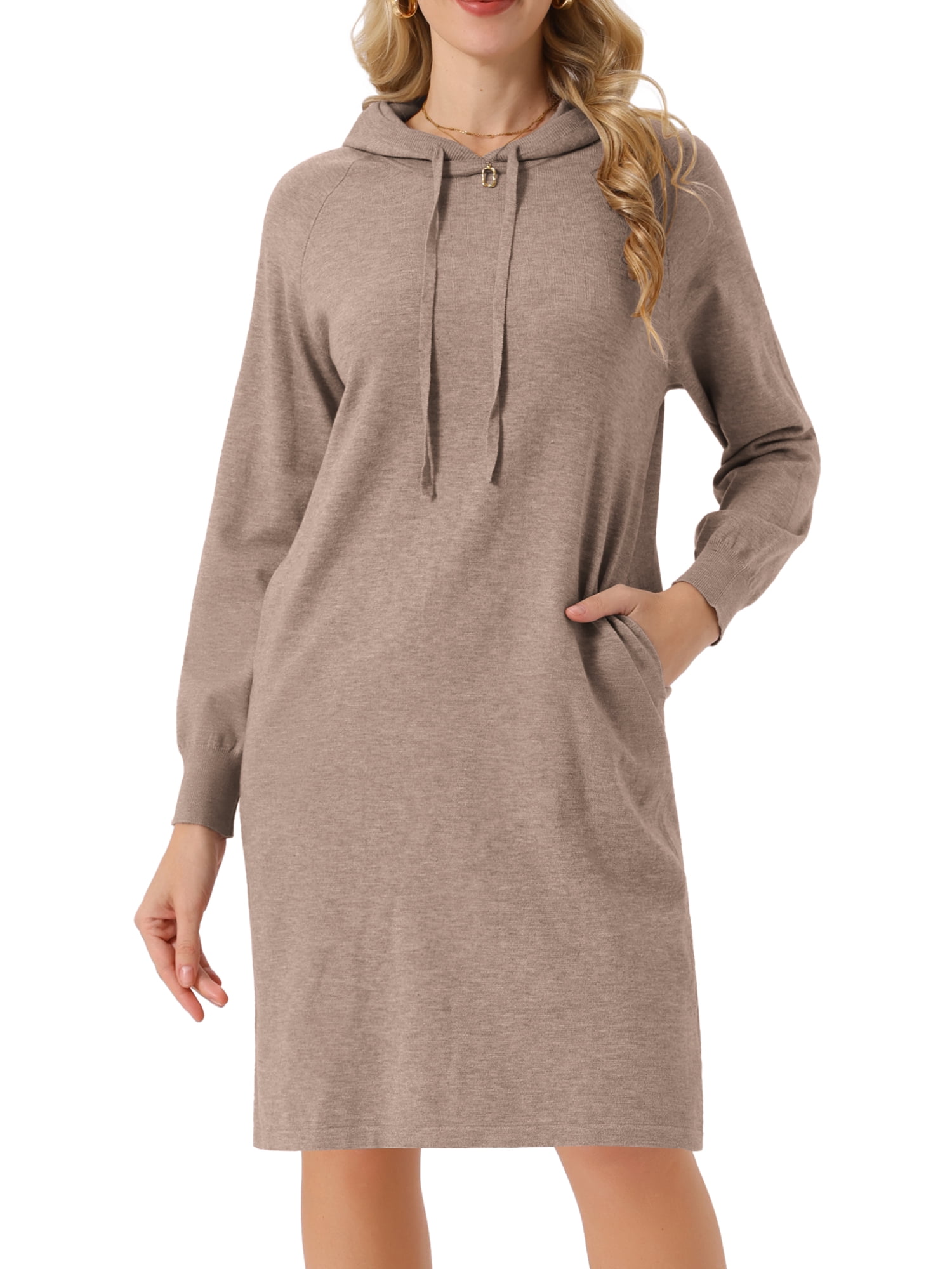 DARING DIVA Long Sleeve Pullover Hoodie Dress XL Deep Khaki