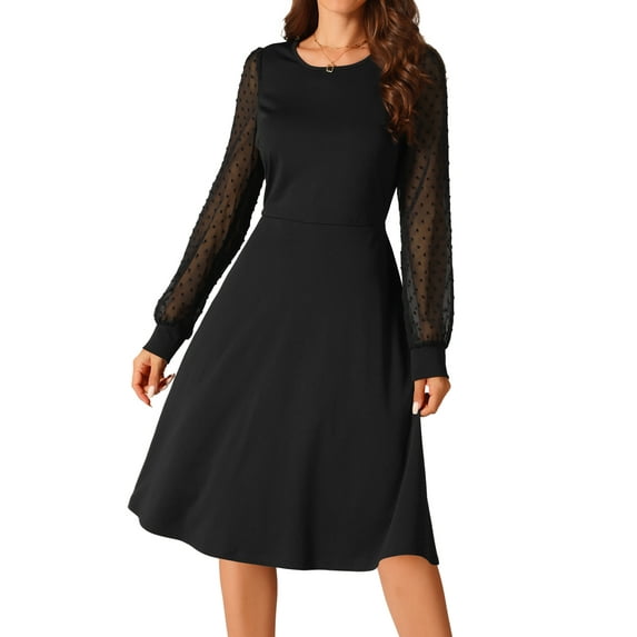 DARING DIVA Long Sleeve Round Neck Cocktail Dress XL Black