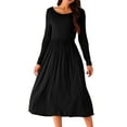 thumbnail image 1 of DARING DIVA Long Sleeve Round Neck Midi Dress M Black, 1 of 5