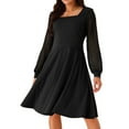 thumbnail image 1 of DARING DIVA Long Sleeve Square Neck Dress M Black, 1 of 8