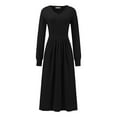 thumbnail image 1 of DARING DIVA Long Sleeve Sweater Ribbed Knit Midi A-Line Dress XL Black, 1 of 6