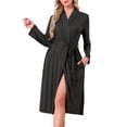 thumbnail image 1 of DARING DIVA Long Sleeve V-neck Kimono Midi Loungewear Bathrobe S Black, 1 of 6
