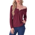 thumbnail image 1 of DARING DIVA Long Sleeves Pullover Solid Round Neck Pajama Tops L Red, 1 of 5