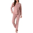 thumbnail image 1 of DARING DIVA Lounge Set Cotton Button Up Cute Print Pajama Set XS Heart, 1 of 7