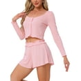 thumbnail image 1 of DARING DIVA Lounge Set Long Sleeve Pajamas Button 2 Pieces Shirts M Pink, 1 of 6