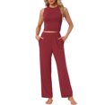 thumbnail image 1 of DARING DIVA LoungeStretchy Side Ruched Crop Top Tank Pajama Set XL Red, 1 of 7