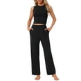 thumbnail image 1 of DARING DIVA LoungeStretchy Side Ruched Crop Top Tank Pajama Set XS Black, 1 of 7