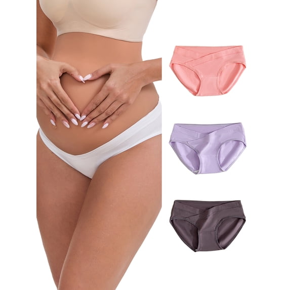 DARING DIVA Maternity Low Waist Briefs 4 Pack 3XL 1 Pink 1 Purple 1 White 1 Dark Purple