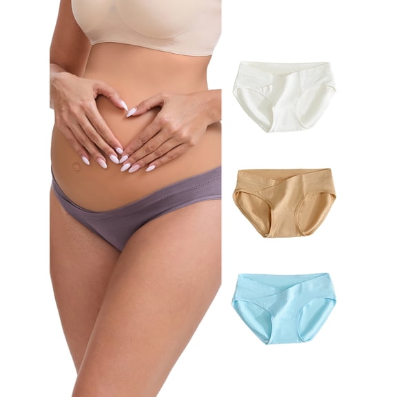 DARING DIVA Maternity Low Waist Briefs 4 Pack XL 1 White 1 Dark Purple 1 Beige 1 Blue