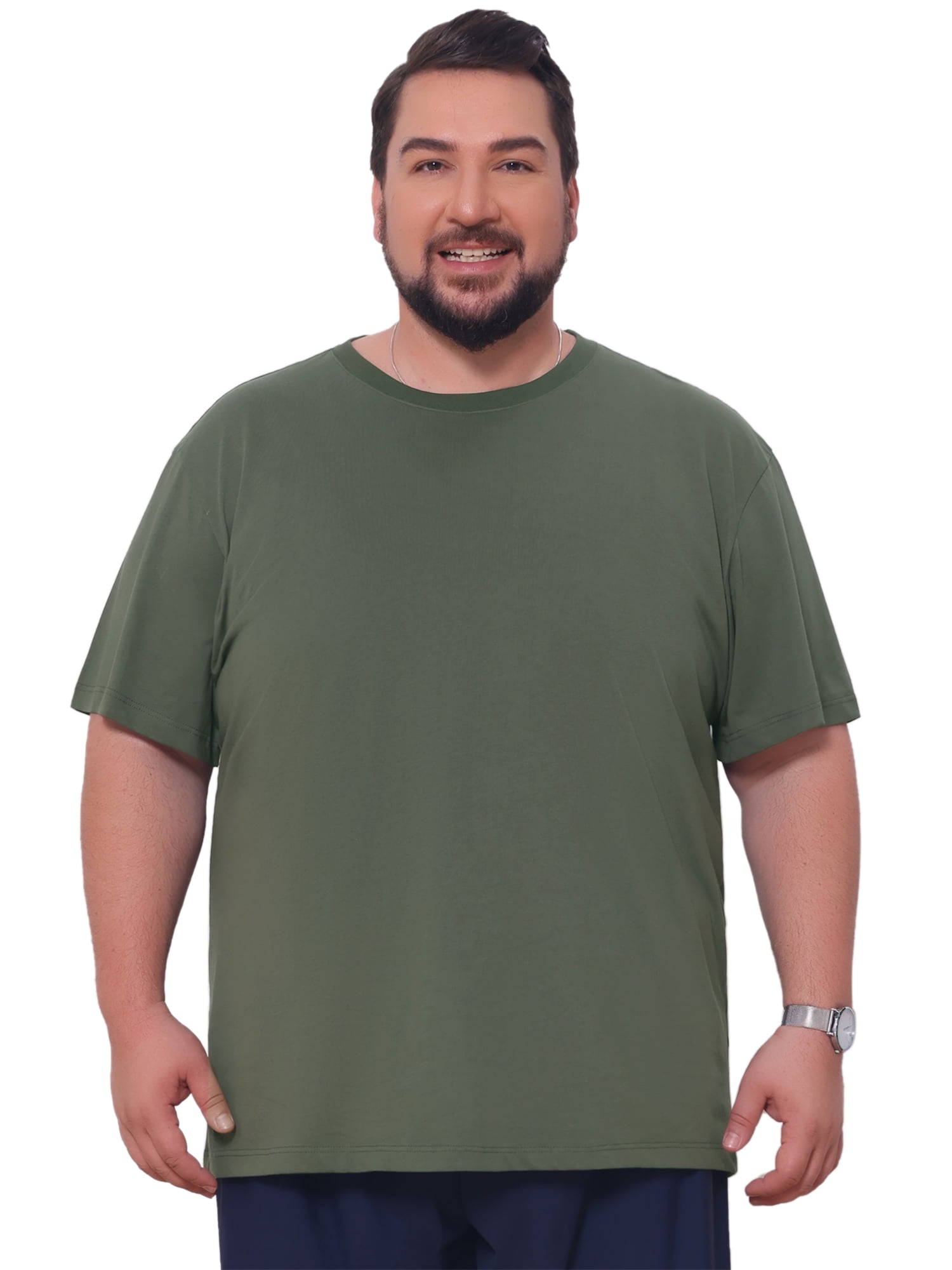 DARING DIVA Men's 100% Cotton Short Sleeves T-Shirt 3XL Olive Green