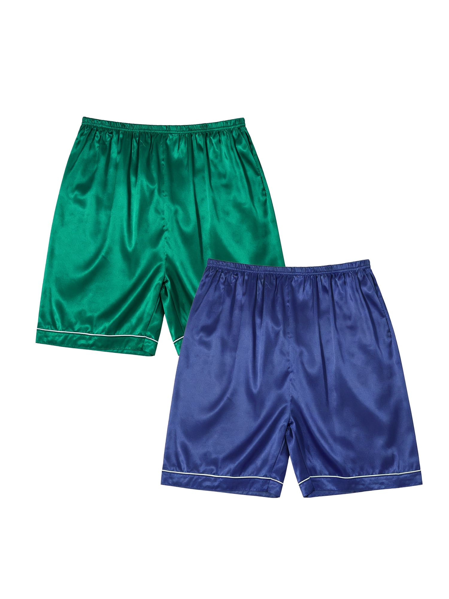 DARING DIVA Men's 2-Piece Above Knee Elastic Waist Sleep Pajama Bottom 28 1 Blue 1 Green