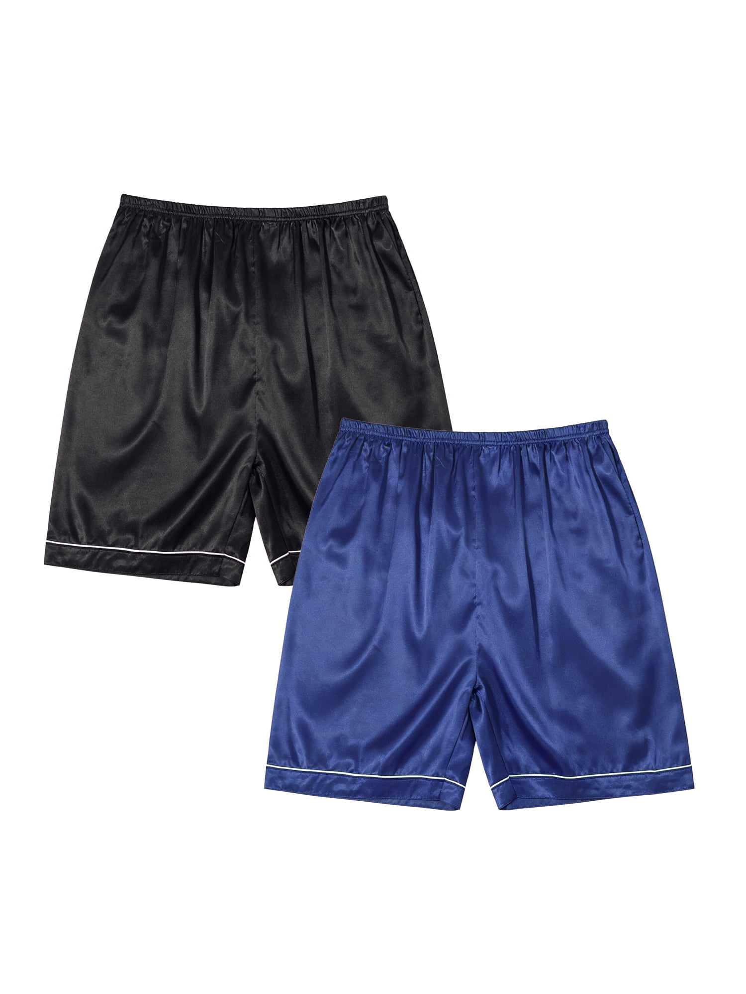 DARING DIVA Men's 2-Piece Above Knee Elastic Waist Sleep Pajama Bottom 30 1 Blue 1 Black