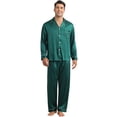 thumbnail image 1 of DARING DIVA Men's 2-Piece Homewear Button Down Long Sleeve Shirt 2XL Dark Green, 1 of 6
