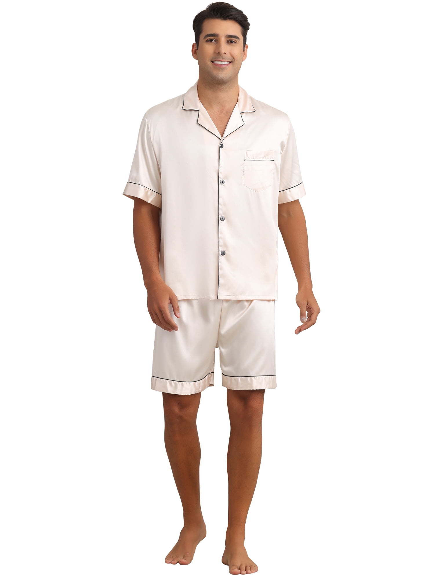 DARING DIVA Men's 2-Piece Short Sleeve Sleepwear Loungewear Pajama XL Champagne