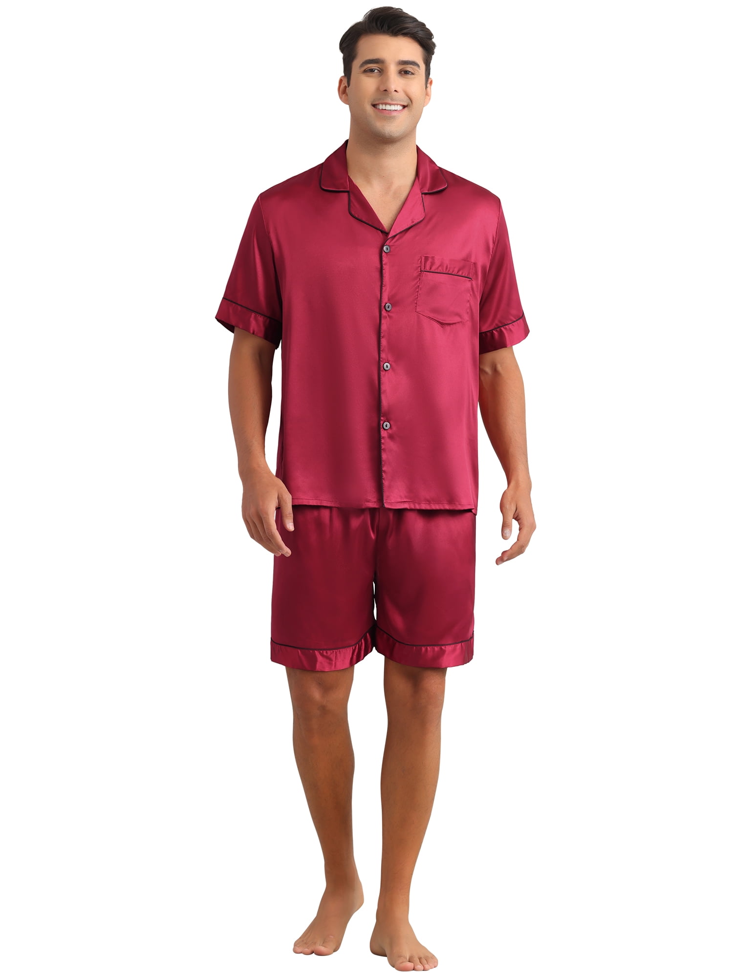 DARING DIVA Men's 2-Piece Short Sleeve Sleepwear Loungewear Pajama XL Red