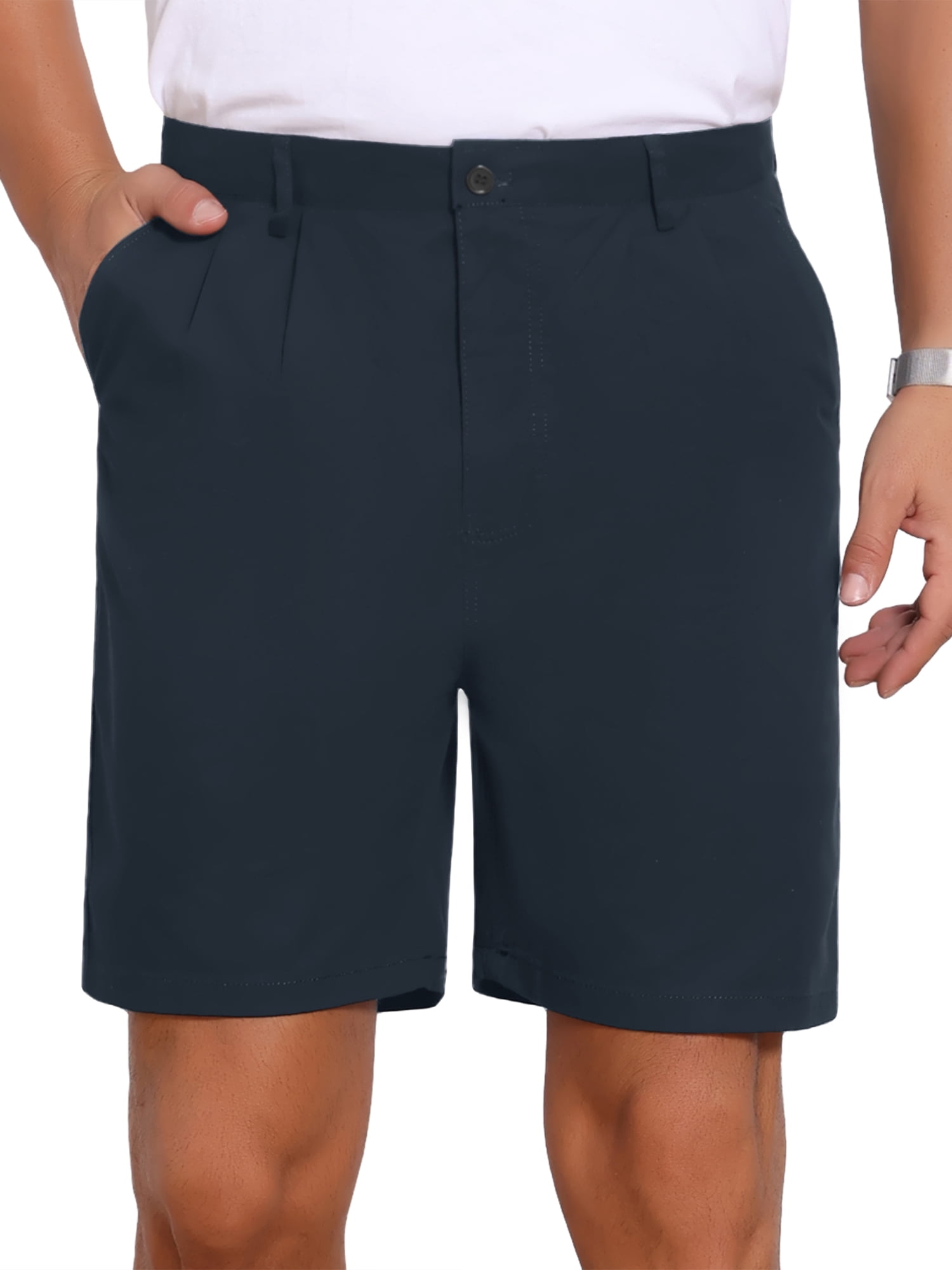 DARING DIVA Men's Above Knee Short Pants with Pockets Mid Waisted Shorts 34 Dark Blue