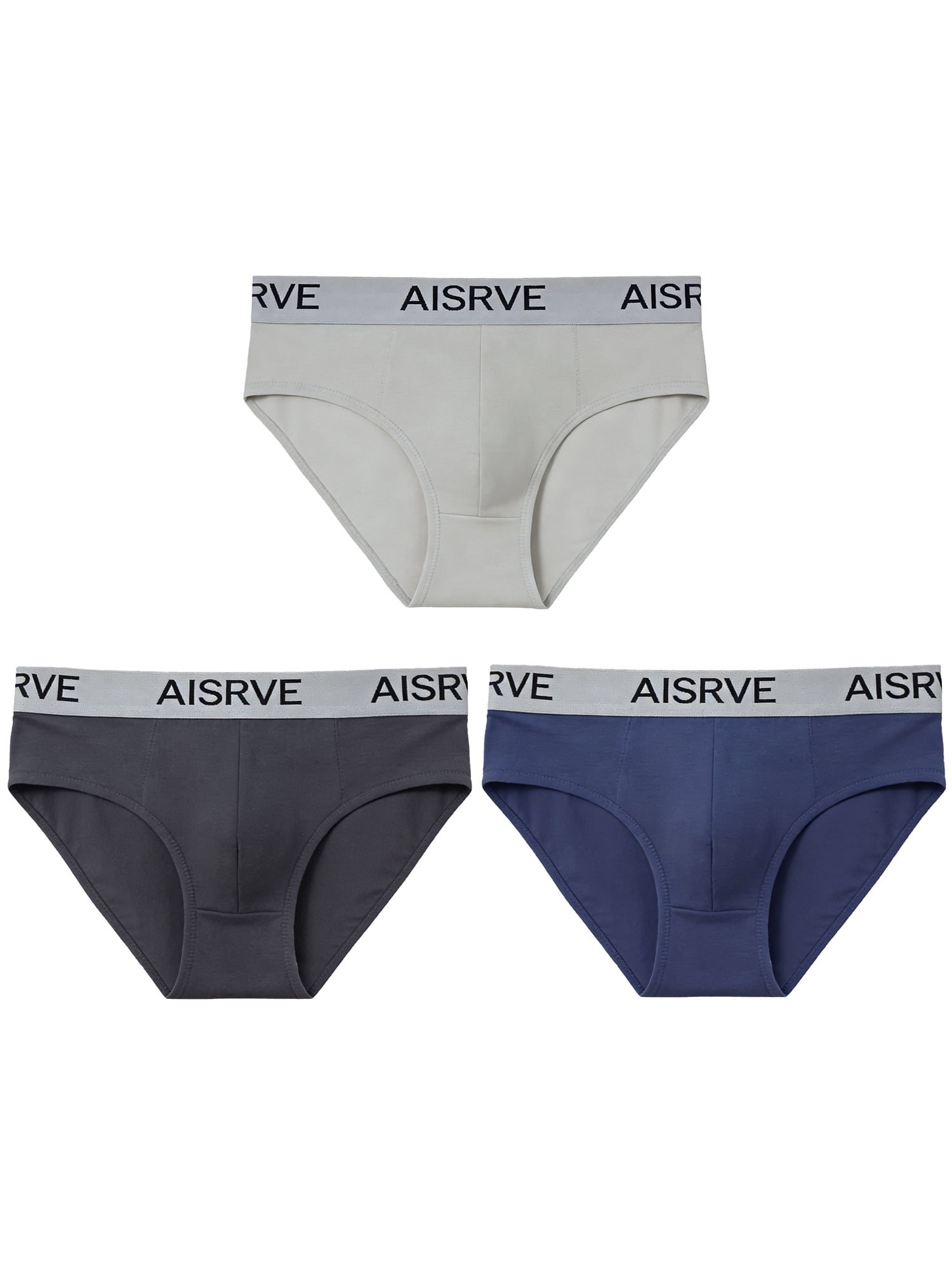 DARING DIVA Men's Athletic Mid-Waisted Briefs 36 1 Dark Blue 1 Dark Gray 1 Light Gray