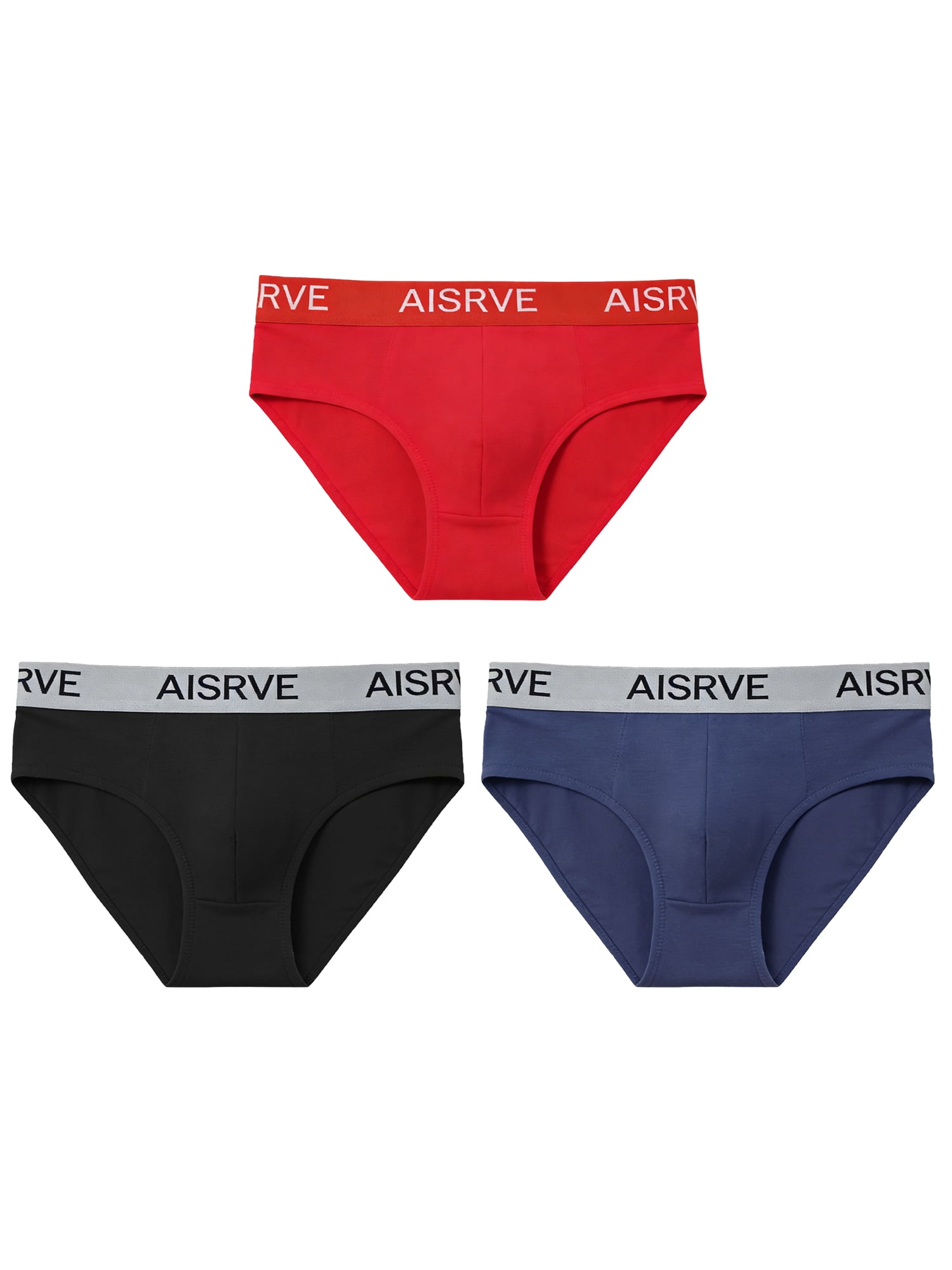 DARING DIVA Men's Athletic Mid-Waisted Briefs 38 1 Red 1 Black 1 Dark Blue