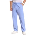 thumbnail image 1 of DARING DIVA Men's Beach Pants Drawstring Waist Breathable Summer Linen Pants 28 Light Blue, 1 of 6