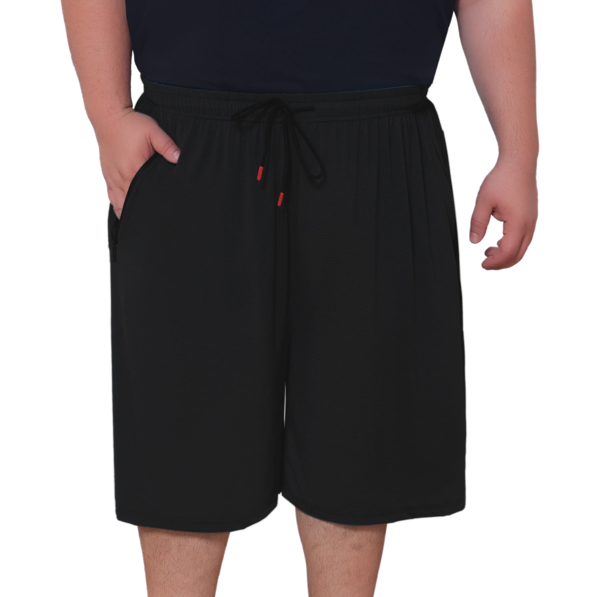 DARING DIVA Men's Big Tall Athletic Shorts with Zipper Pockets 3XL Black