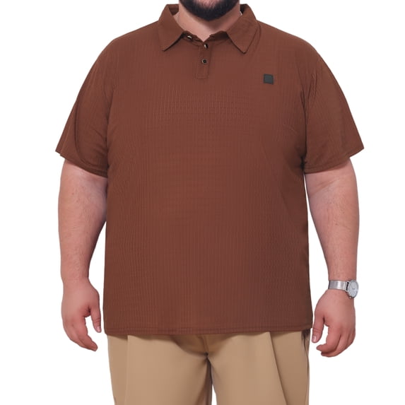 DARING DIVA Men's Big Tall Casual Short Sleeve Work Textured Knitted Polo Shirt 2XL Brown