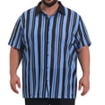 thumbnail image 1 of DARING DIVA Men's Big Tall Colorblock Striped Short Sleeve Button-Down Shirt 2XL Blue, 1 of 7