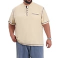 thumbnail image 1 of DARING DIVA Men's Big Tall Contrast Trim Button Down Short Sleeve Shirts 3XL Khaki, 1 of 7