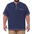 thumbnail image 1 of DARING DIVA Men's Big Tall Contrast Trim Button Down Short Sleeve Shirts XL Dark Blue, 1 of 7