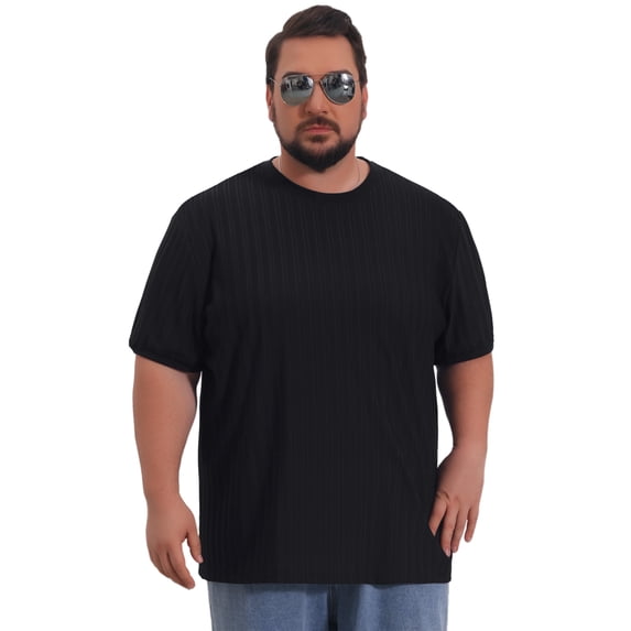 DARING DIVA Men's Big Tall Mesh Breathable Crew Neck Short Sleeve T-Shirts 2XL Black