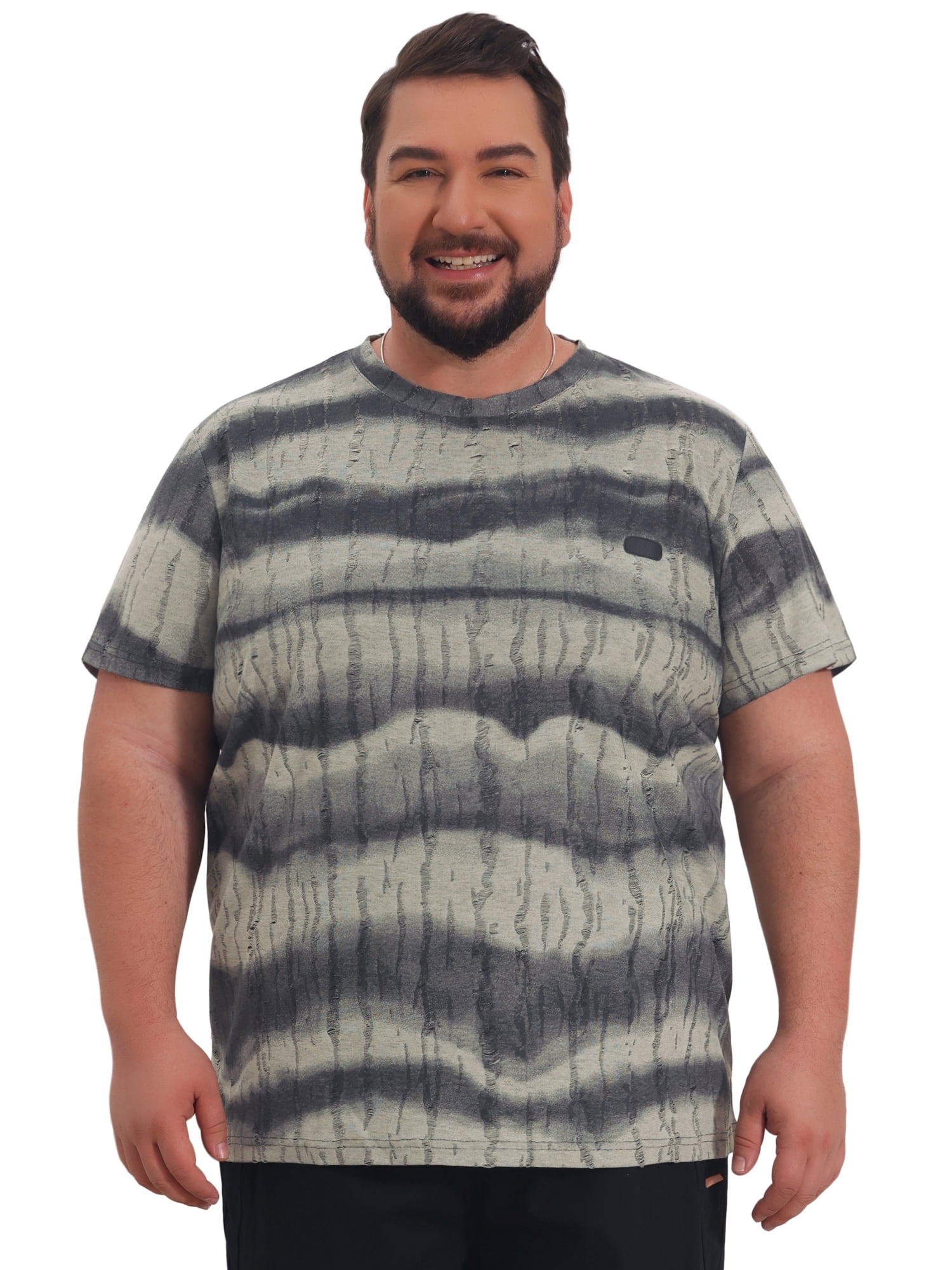 DARING DIVA Men's Big Tall Tie-Dye Crew Neck Short Sleeve T-Shirts 4XL Gray