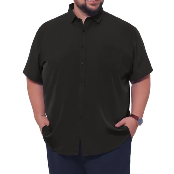 DARING DIVA Men's Big and Tall Business Dress Shirt with Chest Pocket 4XL Black