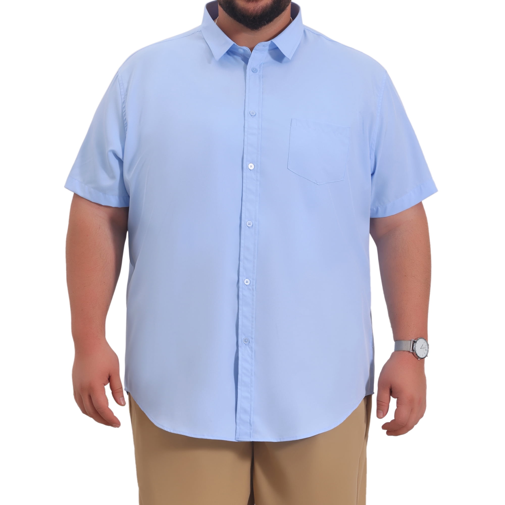 DARING DIVA Men's Big and Tall Business Dress Shirt with Chest Pocket XL Light Blue