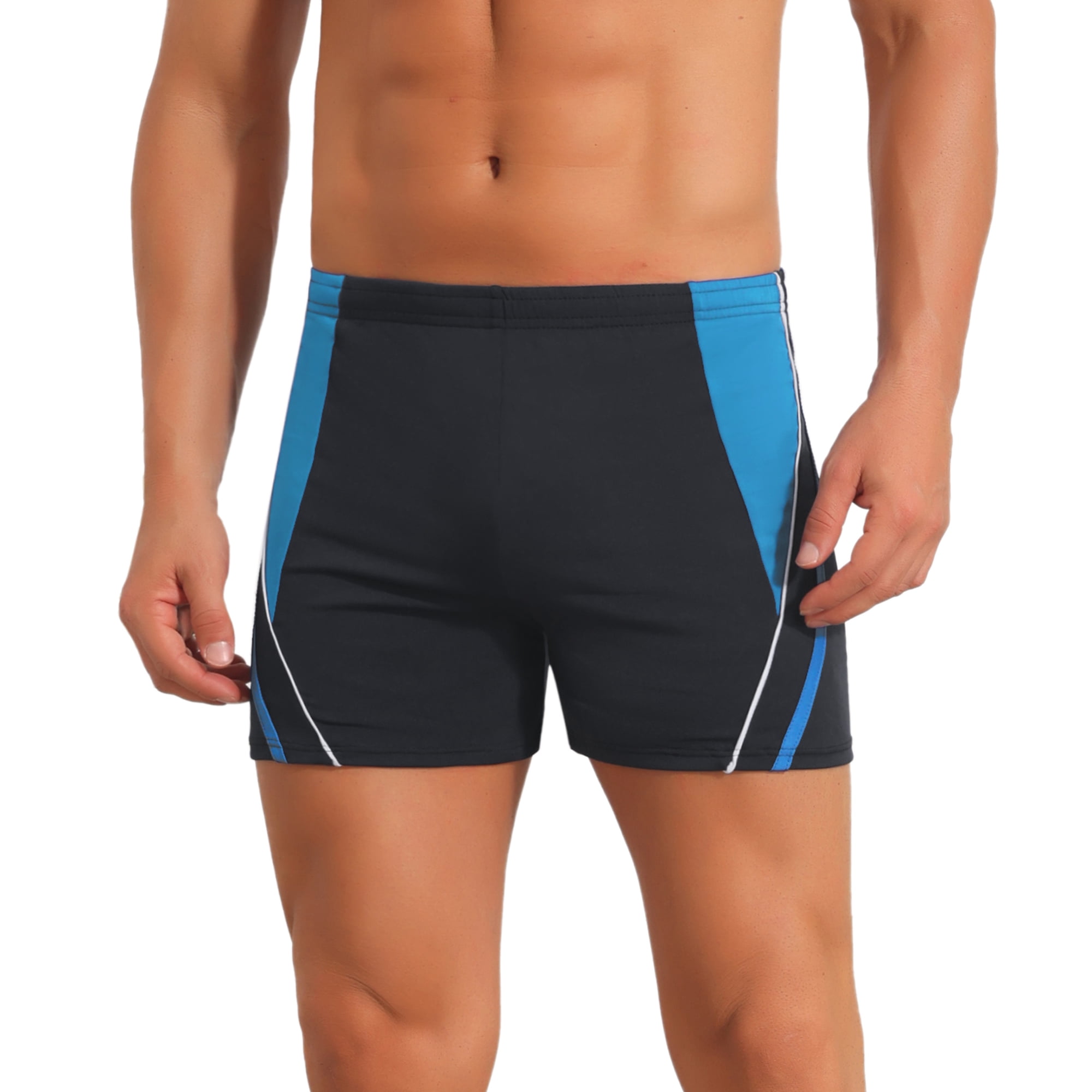 DARING DIVA Men's Block Swimwear Adjustable Drawstring Pool Swimming Shorts 28 Blue