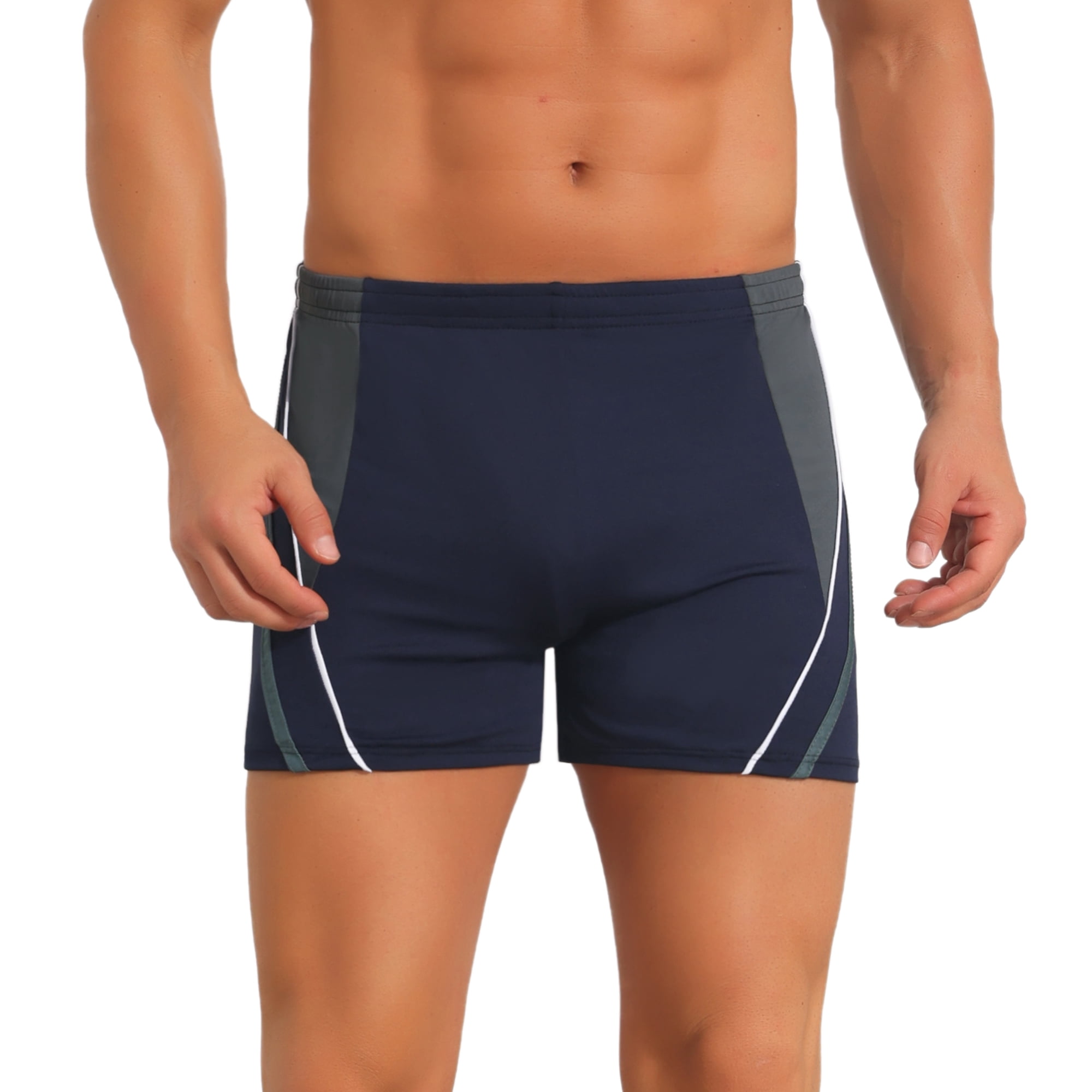 DARING DIVA Men's Block Swimwear Adjustable Drawstring Pool Swimming Shorts 30 Gray