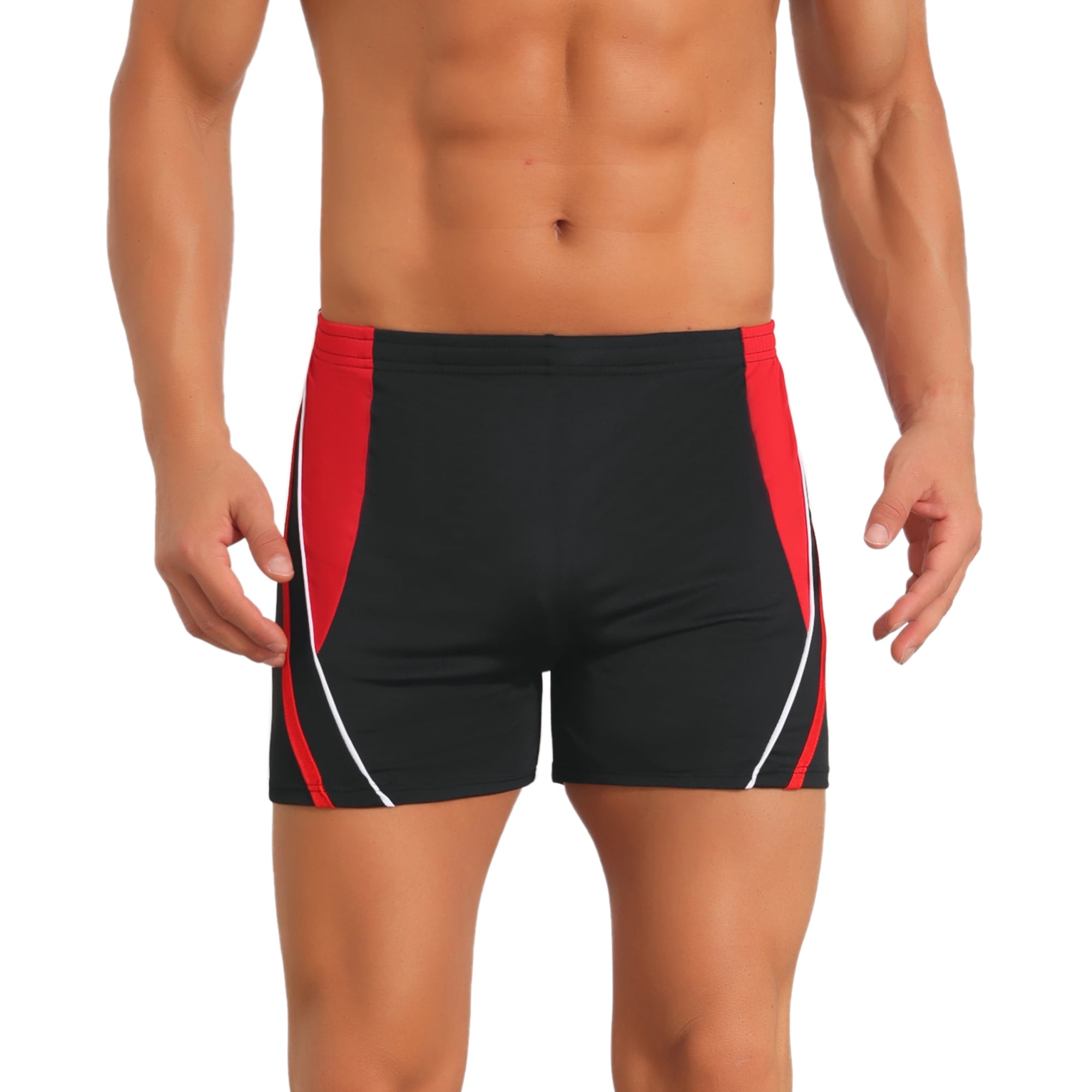 DARING DIVA Men's Block Swimwear Adjustable Drawstring Pool Swimming Shorts 34 Red