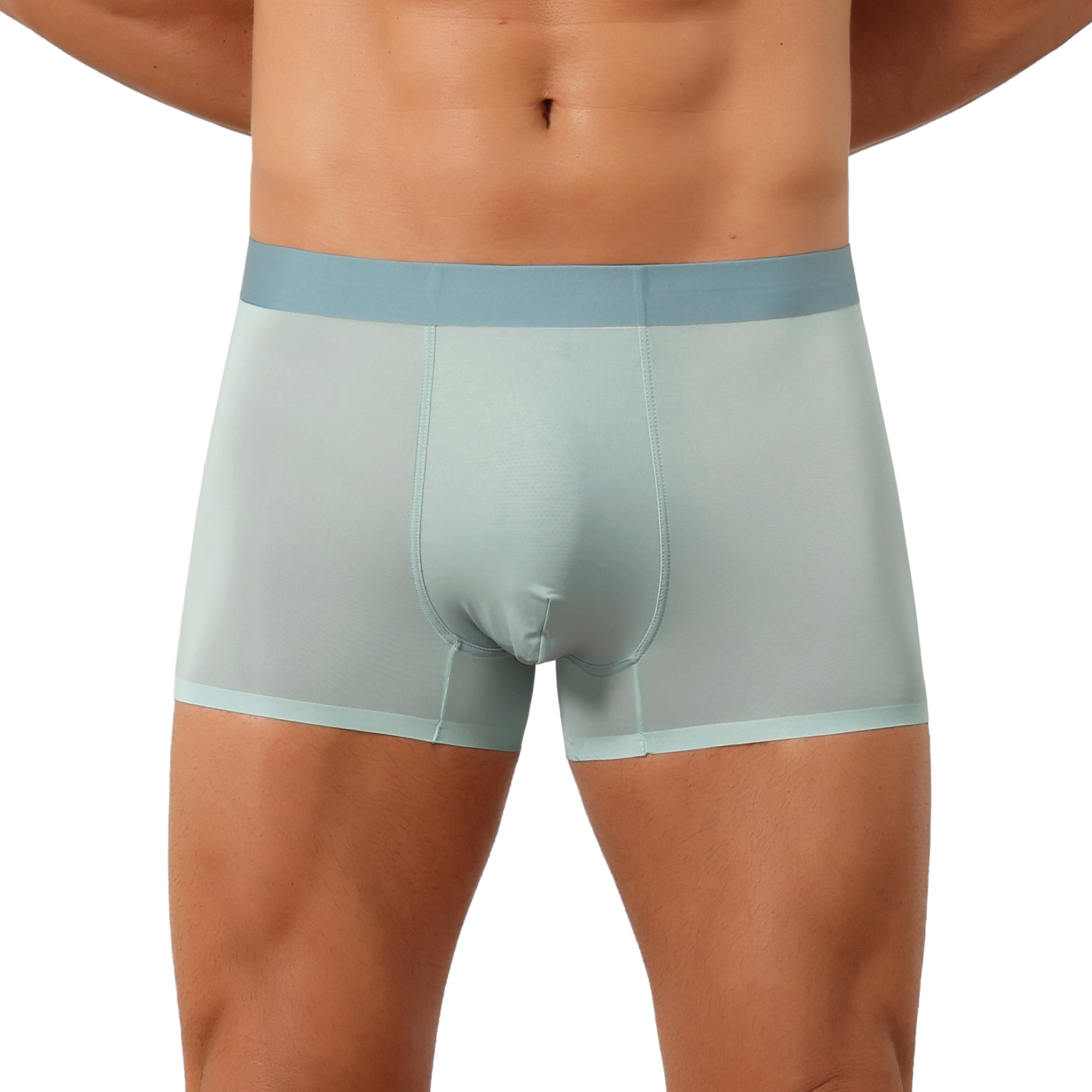 DARING DIVA Men's Boxer Brief Solid Color Elastic Waistband Underwear 34 Light Green