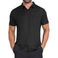 thumbnail image 1 of DARING DIVA Men's Button Down Point Collar Short Sleeve Business Dress Shirt M Black, 1 of 7